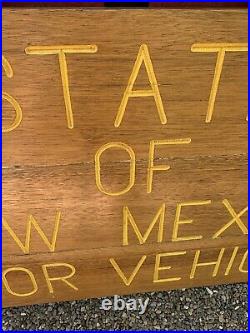 Vintage DMV Wood Advertising Sign 2 Sided State Of New Mexico Painted 47x25