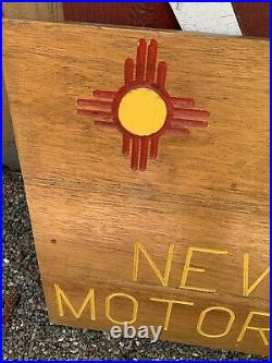 Vintage DMV Wood Advertising Sign 2 Sided State Of New Mexico Painted 47x25