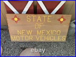 Vintage DMV Wood Advertising Sign 2 Sided State Of New Mexico Painted 47x25