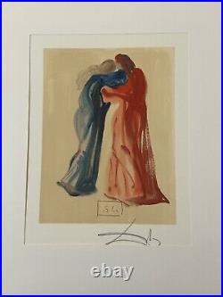 Vintage Dante and Beatrice Hand-Signed Litho, Salvador Dali, The Divine Comedy