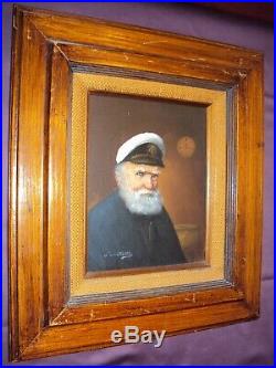 Vintage David Pelbam Painting Sea Captain Oil On Canvas Portrait