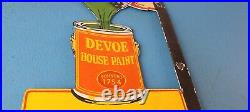 Vintage Devoe House Paints Porcelain Service Station 13 Gas Pump Plate Sign