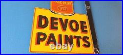 Vintage Devoe House Paints Porcelain Service Station 13 Gas Pump Plate Sign