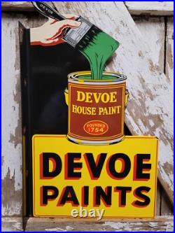Vintage Devoe House Paints Porcelain Sign Flange Varnish Service Hardware Shop