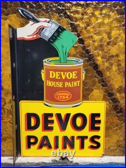 Vintage Devoe House Paints Porcelain Sign Flange Varnish Service Hardware Shop