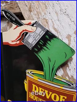 Vintage Devoe House Paints Porcelain Sign Flange Varnish Service Hardware Shop