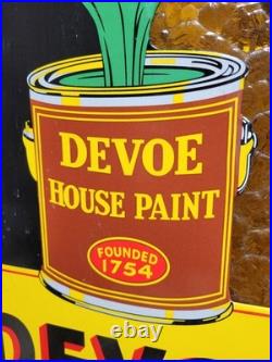 Vintage Devoe House Paints Porcelain Sign Flange Varnish Service Hardware Shop
