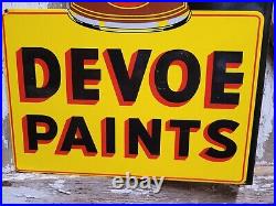Vintage Devoe House Paints Porcelain Sign Flange Varnish Service Hardware Shop