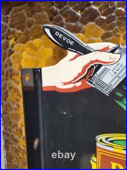 Vintage Devoe House Paints Porcelain Sign Flange Varnish Service Hardware Shop