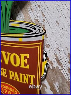 Vintage Devoe House Paints Porcelain Sign Flange Varnish Service Hardware Shop