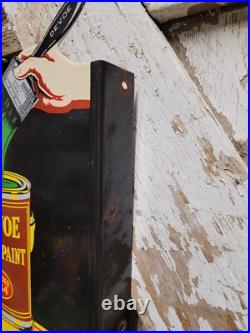 Vintage Devoe House Paints Porcelain Sign Flange Varnish Service Hardware Shop