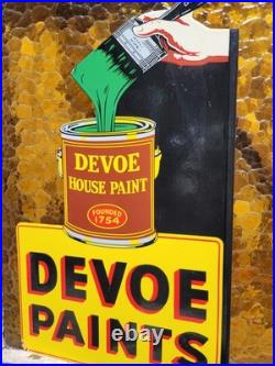 Vintage Devoe House Paints Porcelain Sign Flange Varnish Service Hardware Shop