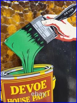 Vintage Devoe House Paints Porcelain Sign Flange Varnish Service Hardware Shop