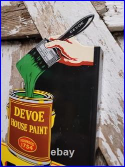 Vintage Devoe House Paints Porcelain Sign Flange Varnish Service Hardware Shop