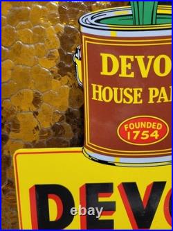 Vintage Devoe House Paints Porcelain Sign Flange Varnish Service Hardware Shop