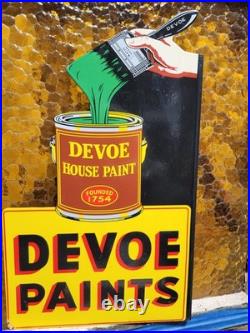 Vintage Devoe House Paints Porcelain Sign Flange Varnish Service Hardware Shop