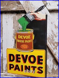 Vintage Devoe House Paints Porcelain Sign Flange Varnish Service Hardware Shop