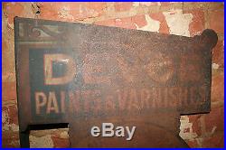 Vintage Devoe Paints & Varnishes Metal Double Sided Sign Super Rare
