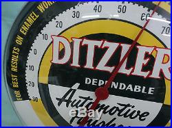 Vintage Ditzler Automotive Paint Pam Clock Thermometer 12 Bubble Glass Man Cave