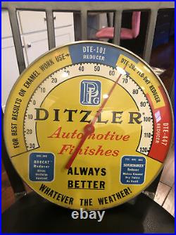 Vintage Ditzler PPG Automotive Paint 12 Glass Thermometer Amazing Colors Rare