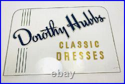 Vintage Dorothy Hubbs Classic Dresses Reverse Painted Glass Advertising Sign