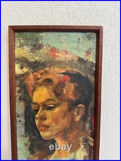 Vintage Dorothy Lewis Signed Oil Painting on Canvas Portrait of Woman Bonnie
