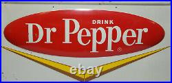 Vintage Dr Pepper Sign Embossed Metal painted