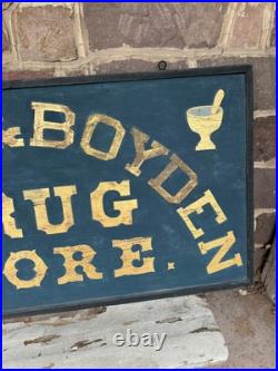 Vintage Drug Store Sign 1860 1880 Smaltz & Gilt Gold Paint