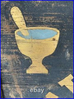 Vintage Drug Store Sign 1860 1880 Smaltz & Gilt Gold Paint