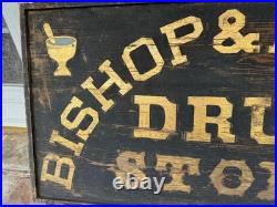 Vintage Drug Store Sign 1860 1880 Smaltz & Gilt Gold Paint
