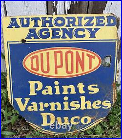Vintage DuPont PAINT Authorized Agency Double Sided Varnishes Duco Antique Metal