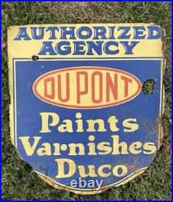 Vintage DuPont PAINT Authorized Agency Double Sided Varnishes Duco Antique Metal