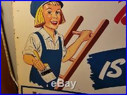 Vintage Dutch Boy Paint Sign Tin