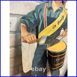 Vintage Dutch Boy Paints Advertising Store Display Easelback Stand Sign Cardboar