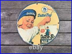 Vintage Dutch Boy Porcelain Gas And Oil Sign