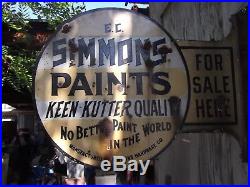 Vintage EC Simmons Keen Kutter Double Sided Porcelain Flanged Paint Sign, Rare