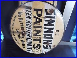 Vintage EC Simmons Keen Kutter Double Sided Porcelain Flanged Paint Sign, Rare