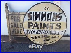 Vintage EC Simmons Keen Kutter Double Sided Porcelain Flanged Paint Sign, Rare