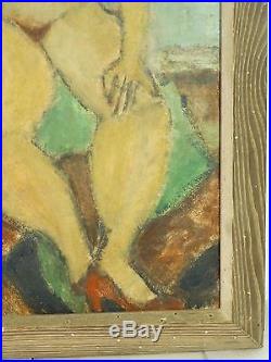 Vintage EXPRESSIONIST NUDE OIL PAINTING MID CENTURY MODERNIST NY Signed 1954