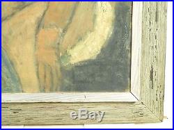 Vintage EXPRESSIONIST NUDE OIL PAINTING MID CENTURY MODERNIST Signed 1954 NY