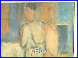 Vintage EXPRESSIONIST NUDE OIL PAINTING MID CENTURY MODERNIST Signed 1954 NY