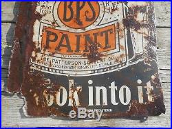 Vintage Early Original PORCELAIN BPS PAINT Advertising 2-sided FLANGE SIGN