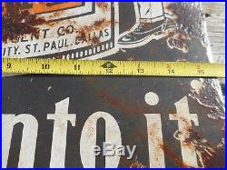 Vintage Early Original PORCELAIN BPS PAINT Advertising 2-sided FLANGE SIGN