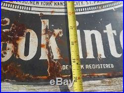 Vintage Early Original PORCELAIN BPS PAINT Advertising 2-sided FLANGE SIGN