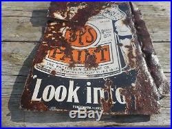 Vintage Early Original PORCELAIN BPS PAINT Advertising 2-sided FLANGE SIGN