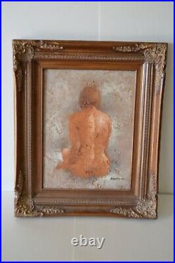 Vintage Edward Barton Signed Nude Impressionist Oil on Canvas Painting Textured