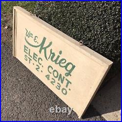 Vintage Electrical Contractor Construction 2 Sided Painted Wood Trade Sign