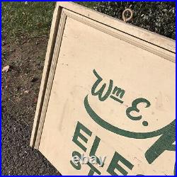 Vintage Electrical Contractor Construction 2 Sided Painted Wood Trade Sign