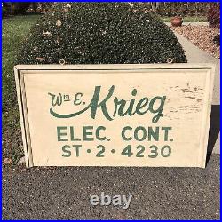 Vintage Electrical Contractor Construction 2 Sided Painted Wood Trade Sign