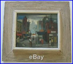 Vintage Elmer Schwab Painting Mod Ashcan Wpa Style Listed American Street Urban